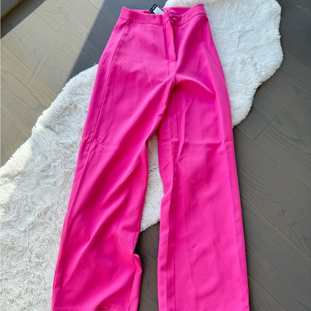 Super High Waisted Pink Tailored Pants
